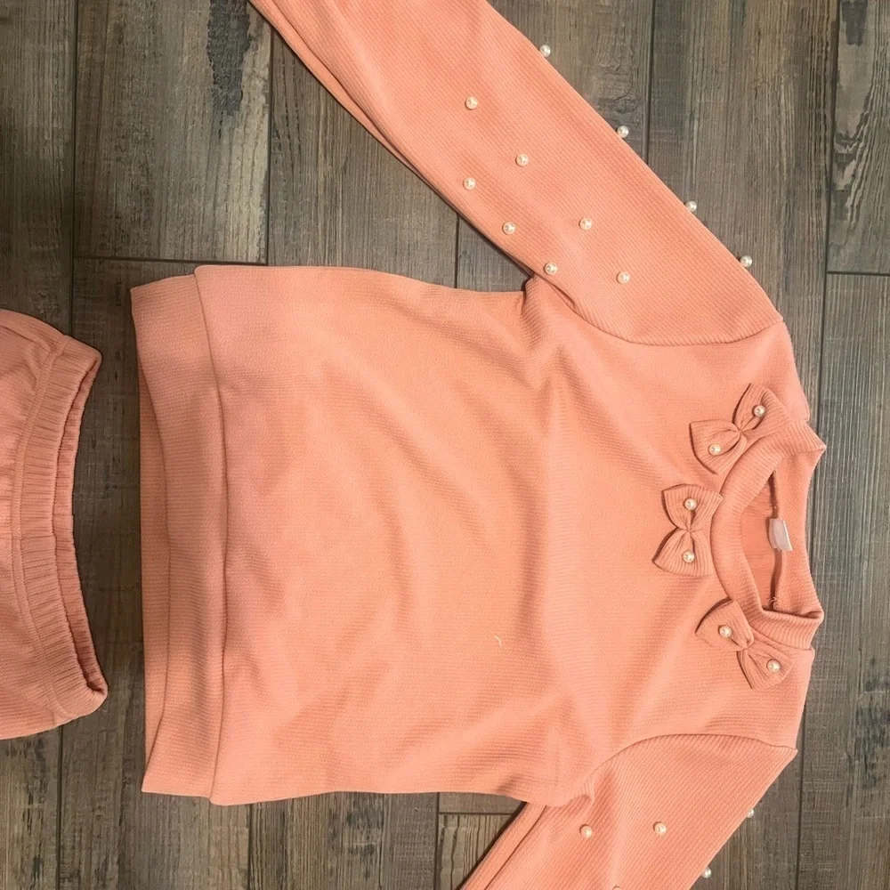Peach Long Sleeve Top and Pants Set